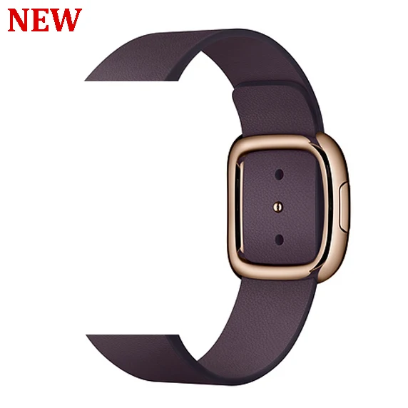 Aubergine Современный ремешок с пряжкой для apple watch 44 мм 40 мм iwatch 42 мм 38 мм браслет из натуральной кожи ремень для apple watch 5 4 3 2 1 - Цвет ремешка: Aubergine