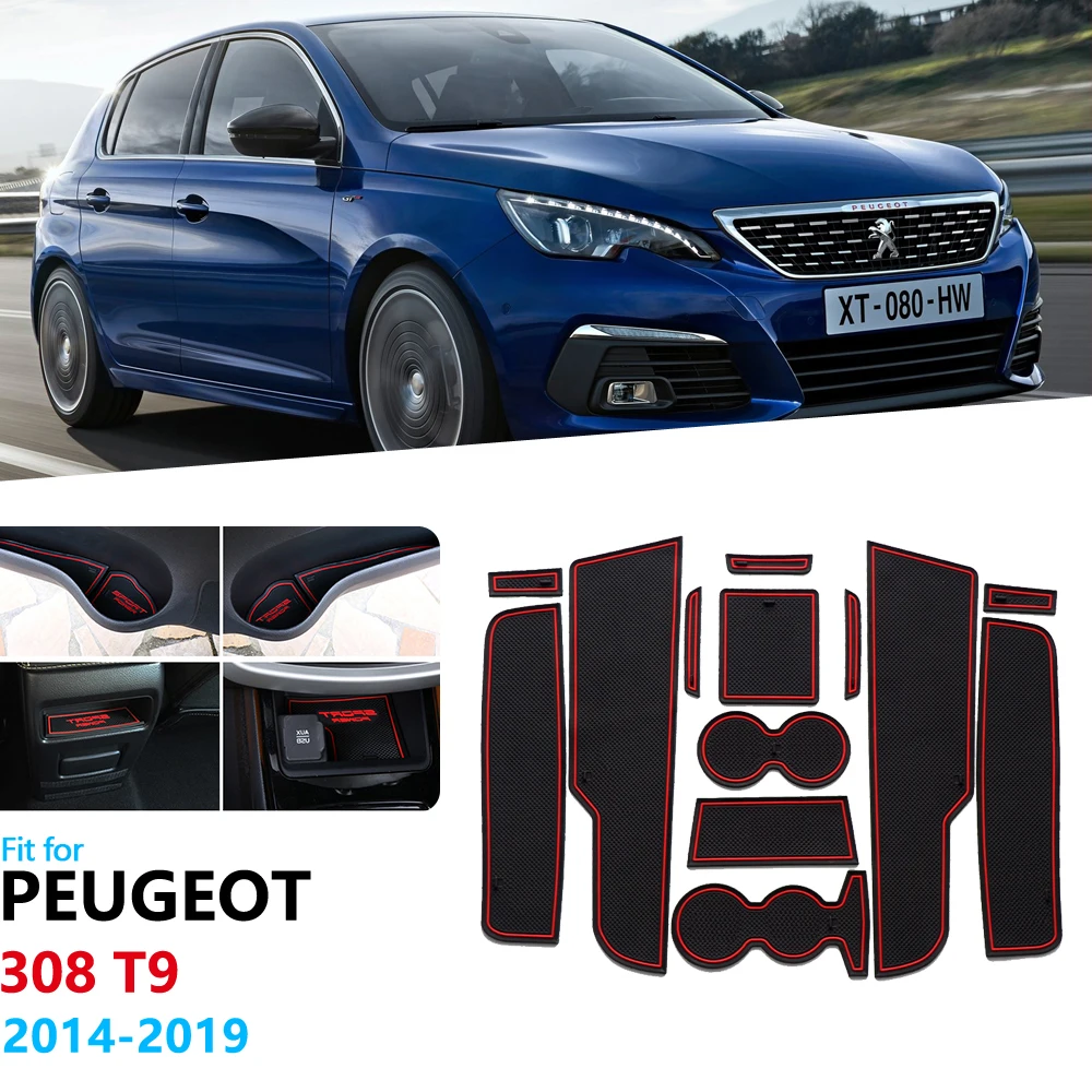 Противоскользящий резиновый коврик для ворот и чашек Peugeot 308 T9 2014 2015 2016 2017 2018 2019 MK2