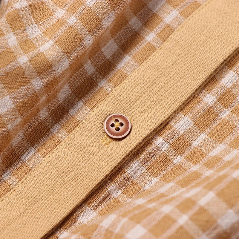 

2020 New Autumn Women Dress Mori Girl Literary Cotton Linen Plaid Lace Hollow Out Peter Pan Collar Long Sleeve Dresses