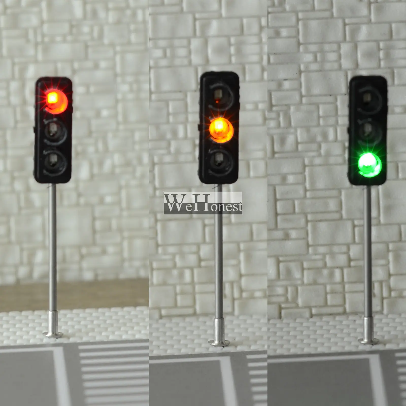 3Pcs Construction HO / OO Model 3-Light Traffic Lights Signal LED Circuit 50mm DIY for Architecture Street Train Railway | Игрушки и
