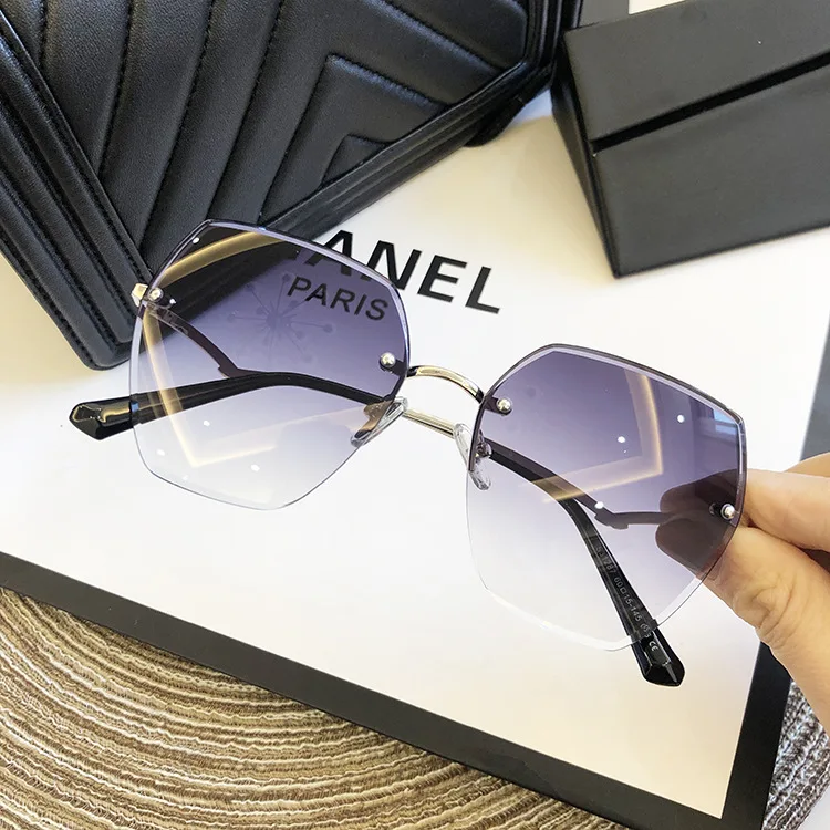 Fashion Rimless Sunglasses For Women Big Luxury Brand Designer UV400 Glasses Female Gradient Shades Women's accessories