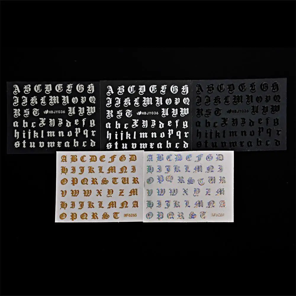 5 листов в продаже 3D наклейки для ногтей древние английские буквы делают ваши