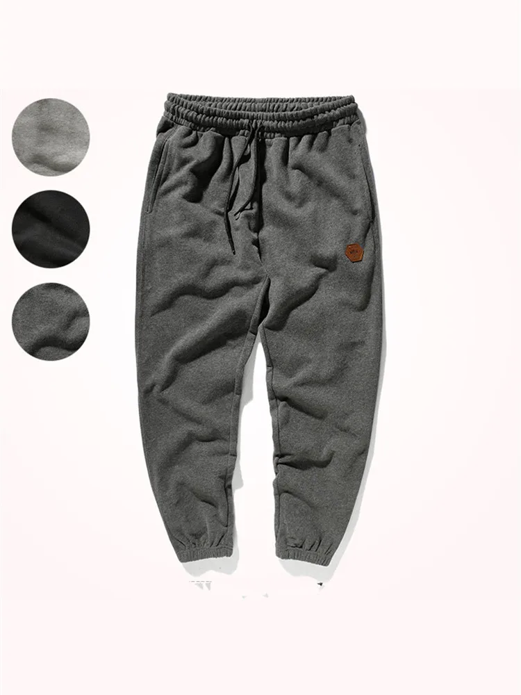 

2020 Autumn New Lazy Style Sweatpants Men's Loose Leggings Pure Cotton Washed Terry Elastic Waist Drawstring Sports Casual Pants