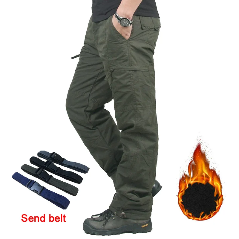 2022 Brand Winter Double Layer Men's Cargo Pants Warm Baggy Pants Cotton Trousers For Men Male Military Camouflage Tactical