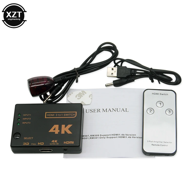 HDMI-совместимый разветвитель 4K/2K/1080P 3 входа 1 выход концентратор переключатель
