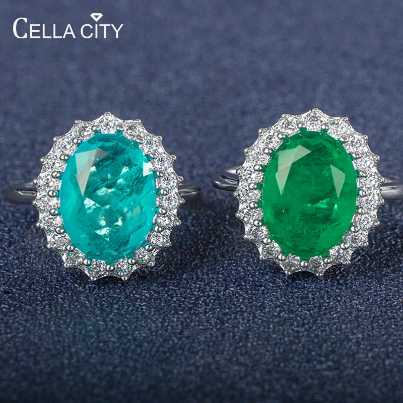 

Cellacity Classic 925 sterling silver rings for women luxury with oval shape 10*14mm gemstones 5A zircon wedding party jewelry