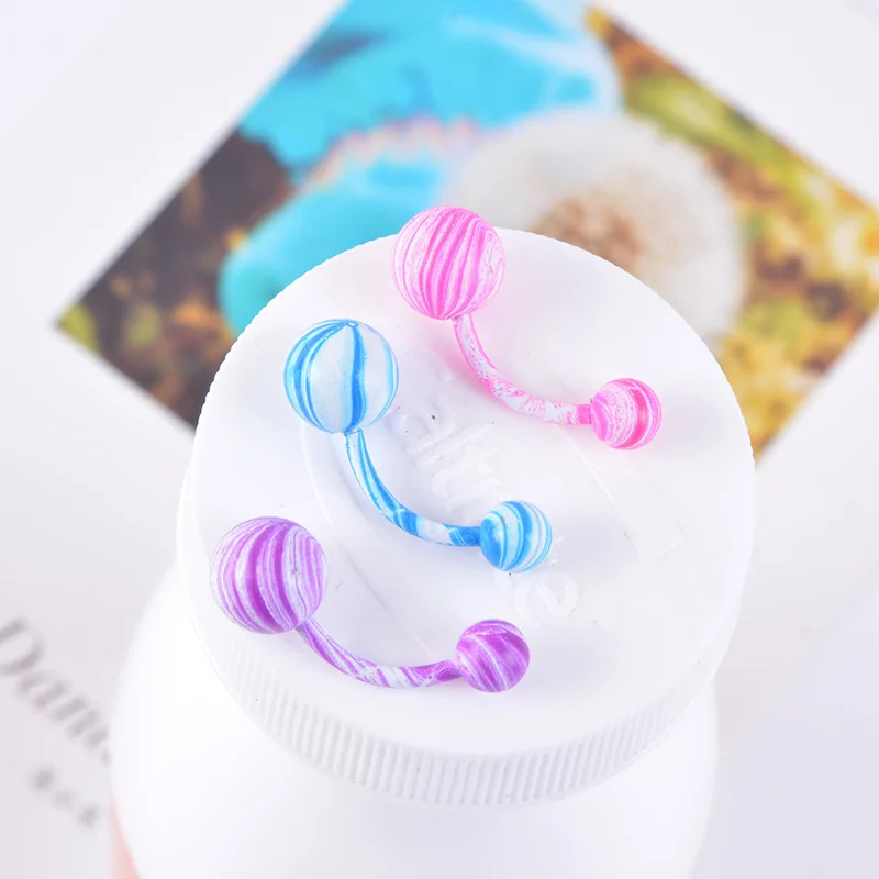 

1pc Fashion Belly Button Ring Stainless Steel Paint Spots Color Belly Button Nail Piercing Women Men Body Jewelry Accessories