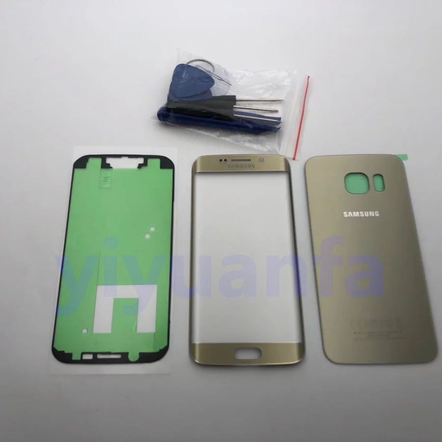 S6 Edge Gold Корпус батарейного отсека, заднее стекло, переднее Сенсорное стекло, запасные части для samsung Galaxy S6 Edge G925 G925F G925P G925A - Цвет: S6 Edge Gold