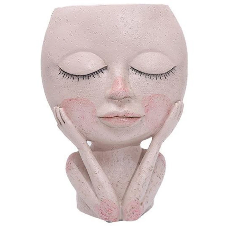 

Flower Pot Character Human Face Vase Resin Plant Pots Abstract Portrait Tabletop Balcony Mini Landscape Embellishment