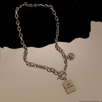 new simple fashion letter square brand camera icon t shaped buckle necklace female temperament all match sweater chain item