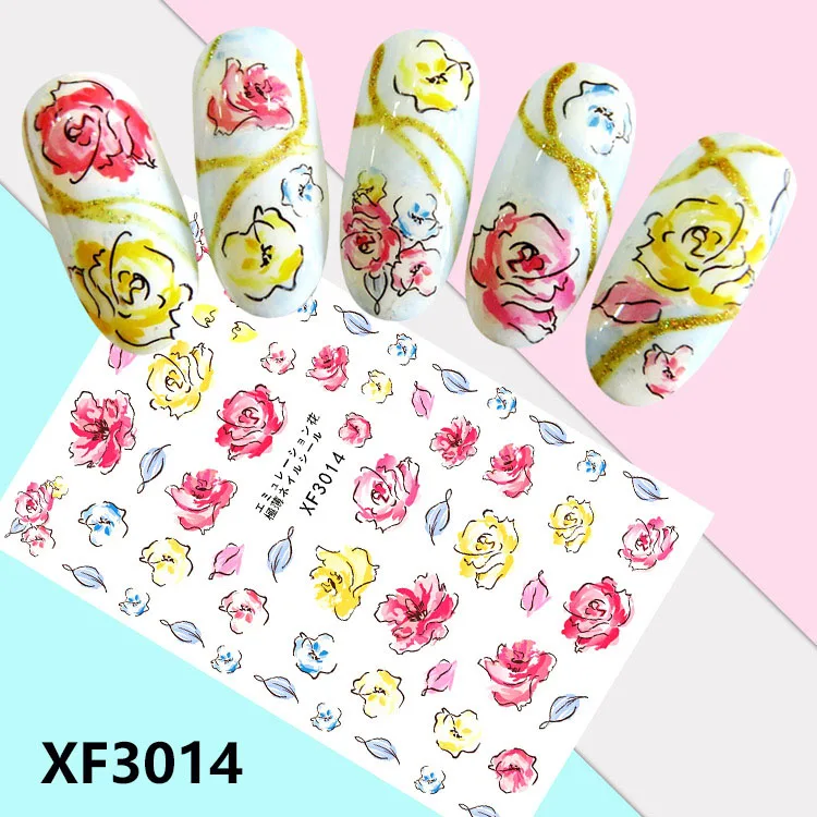 XF3014 Цветочные узоры! Лак для ногтей задний клей деколь декорации дизайн ногтей стикер для ногтей Советы красоты - Цвет: XF3014