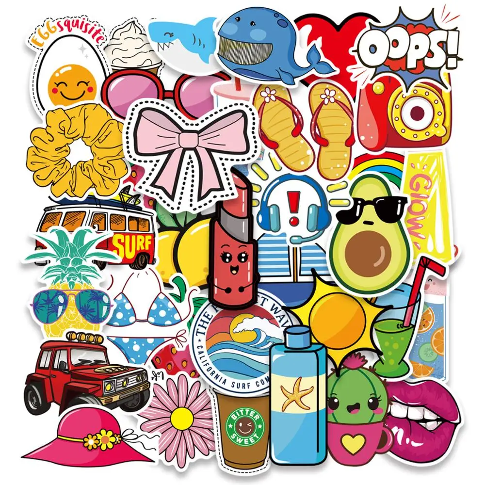 50 шт. Мультяшные наклейки VSCO для девочек милые аниме ноутбука чемодана