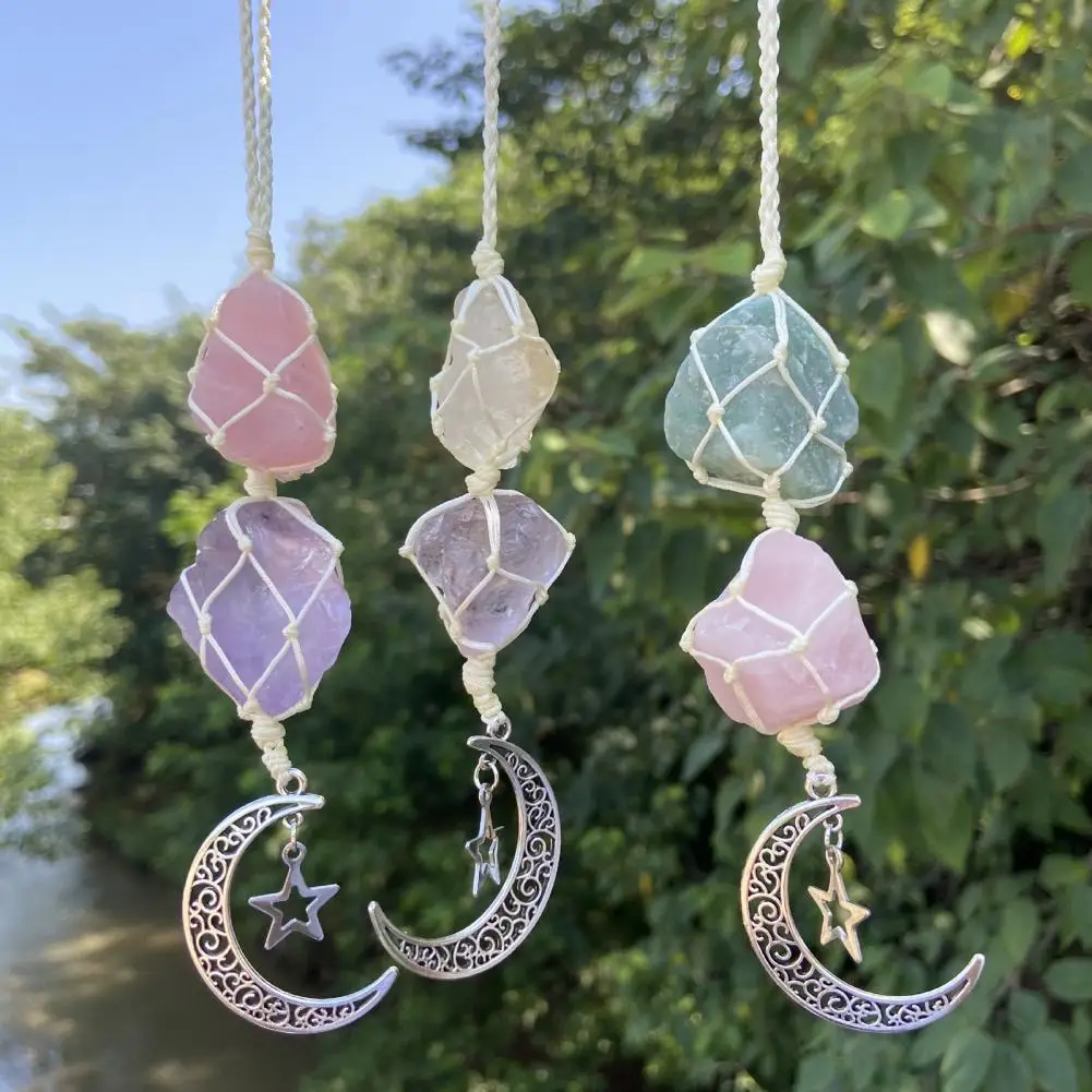 

Exquisite Hanging Stone Pendant Colorful Burnished Irregular Pensile Faux Crystal Ornament for Car