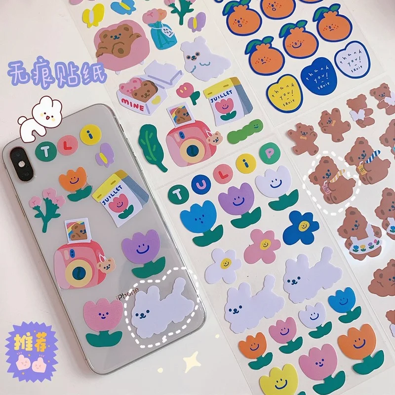 

Korean Cartoon Cute Bear Hand Account Creative Sticker Mobile Phone Decoration Material Transparent Waterproof Kawaii Stationery