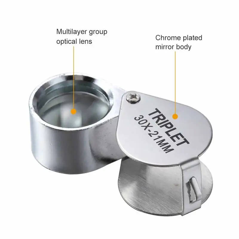Mini Pocket Magnifying Glasses Portable Foldable Jewelry Glass 10X 20X 30X Magnification For Diamond Jewelers Tool | Инструменты