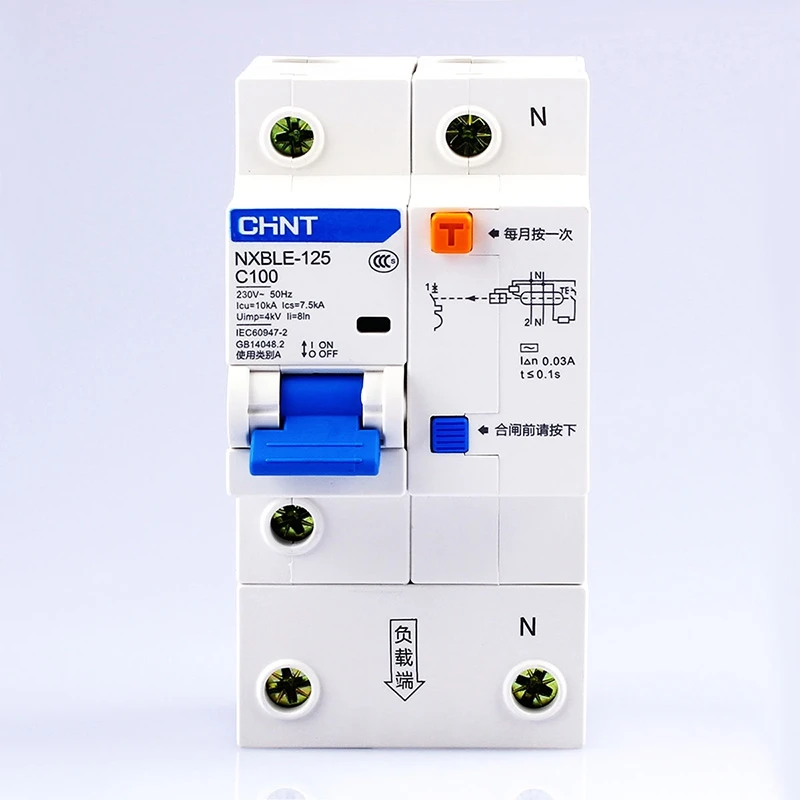 CHINT AC230/400V NXBLE-125 1P + N устройство остаточного тока C 63 80 100 125A электромагнитный Выпускной прерыватель цепи типа C