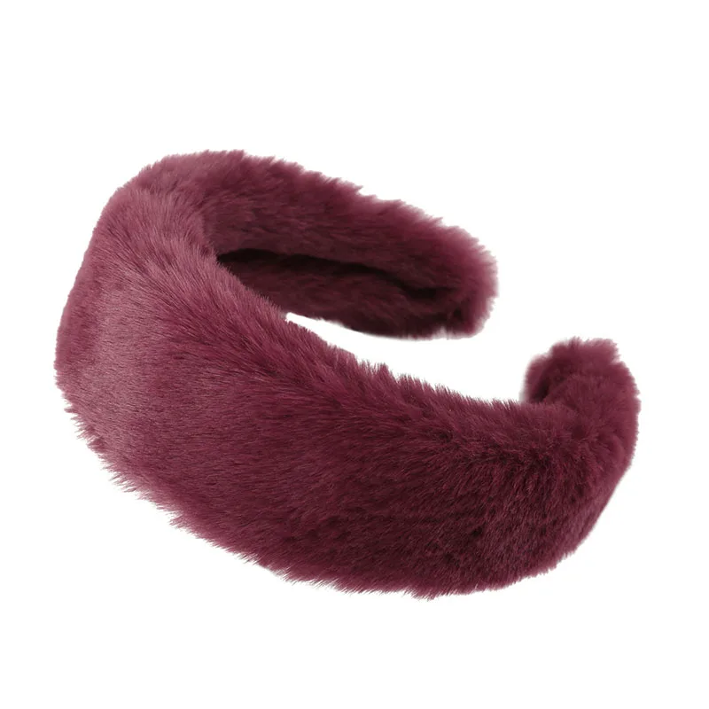 wine red Haimeikang повязка на голову из искусственного меха головные уборы зимние аксессуары для волос для женщин повязки на голову ободок Новая модная резинка для волос - Цвет: wine red