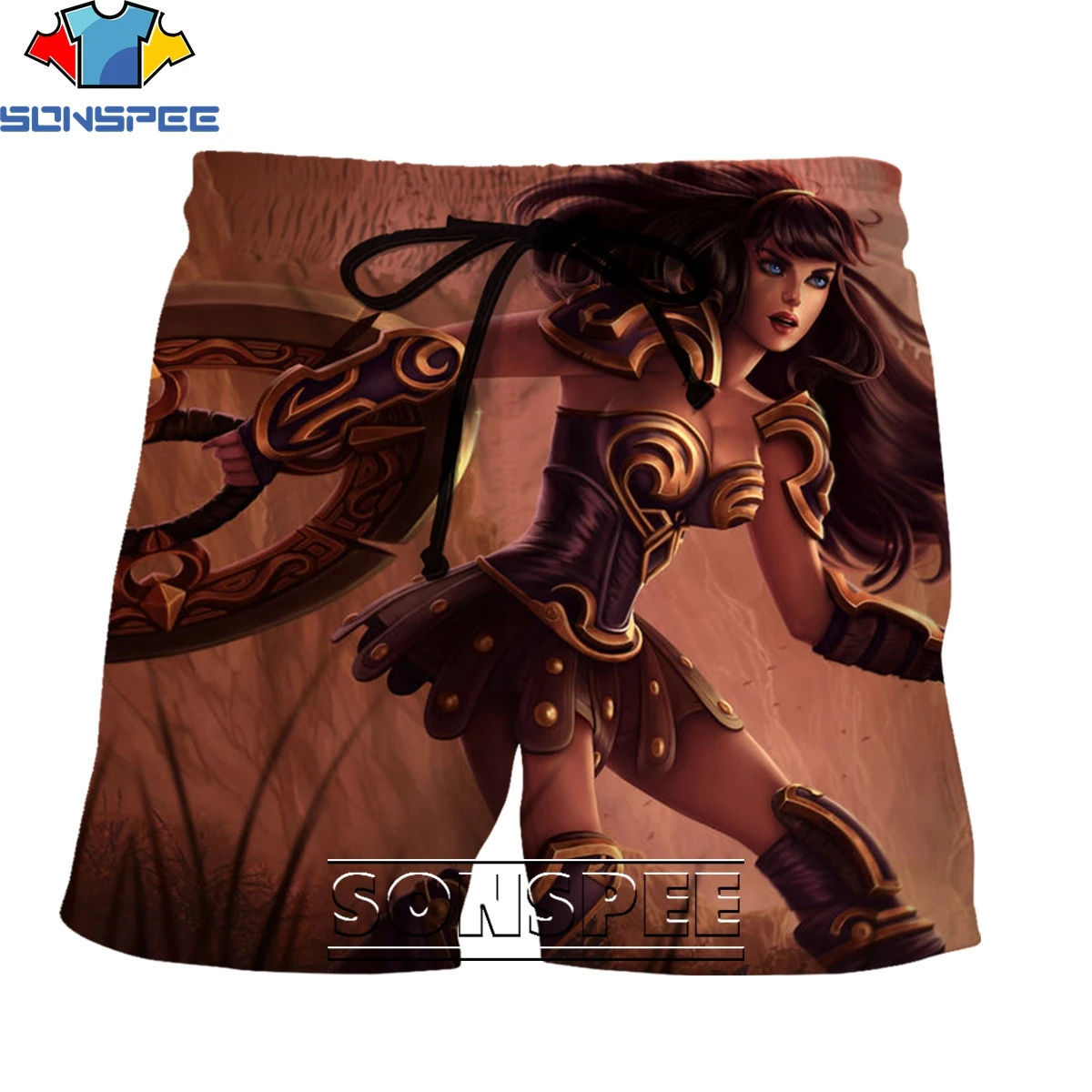 

SONSPEE Fashion Goddess of War Sivir 3D Printed Men Women's Shorts Personality Cool Harajuku Street Interesting Casual Shorts