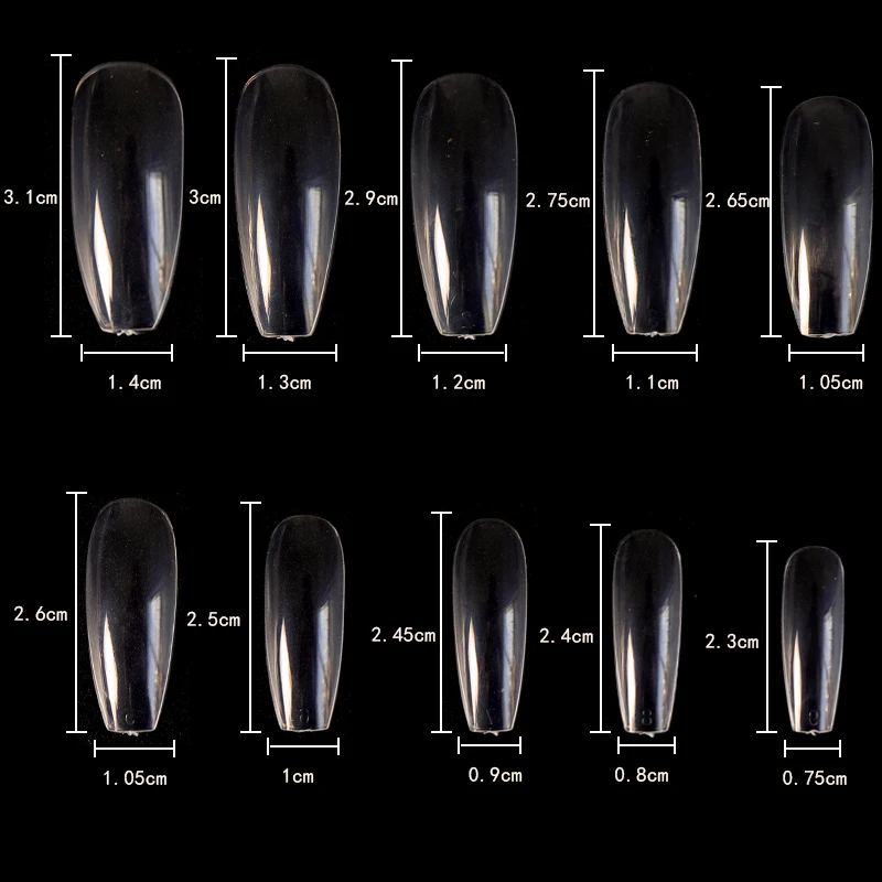500/100pcs/bag French Ballerina Fake with Designs Nail Art Tips Gradient Clear Coffin Nails Full Cover Manicure | Красота и здоровье