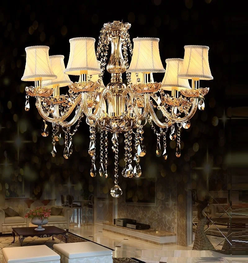 Прозрачная/Коньячная хрустальная люстра для гостиной спальни кабинета столовой