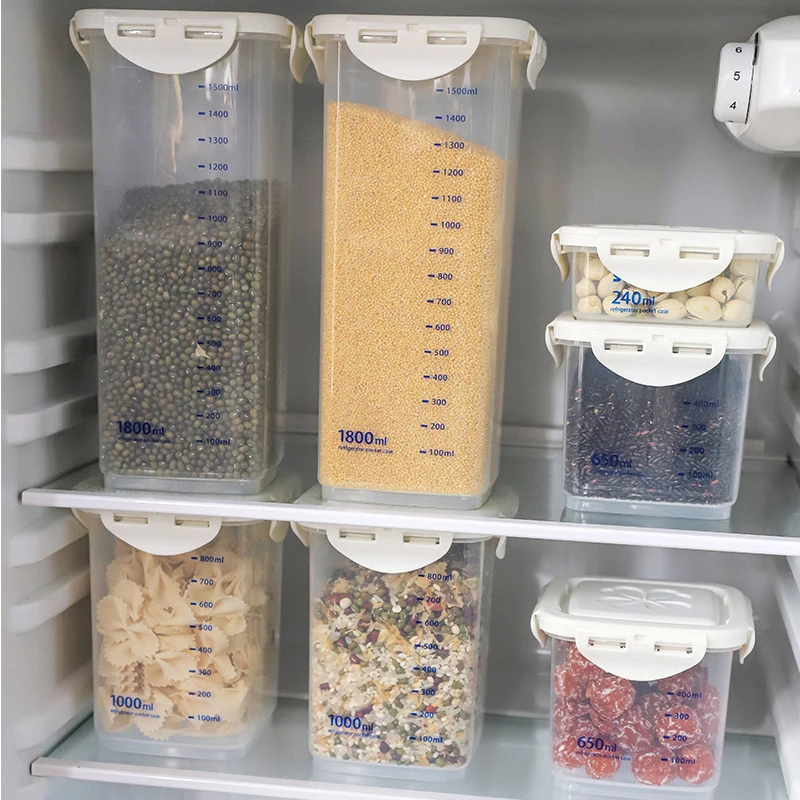 Пластиковые контейнеры для хранения пищевых продуктов со шкалой квадратный