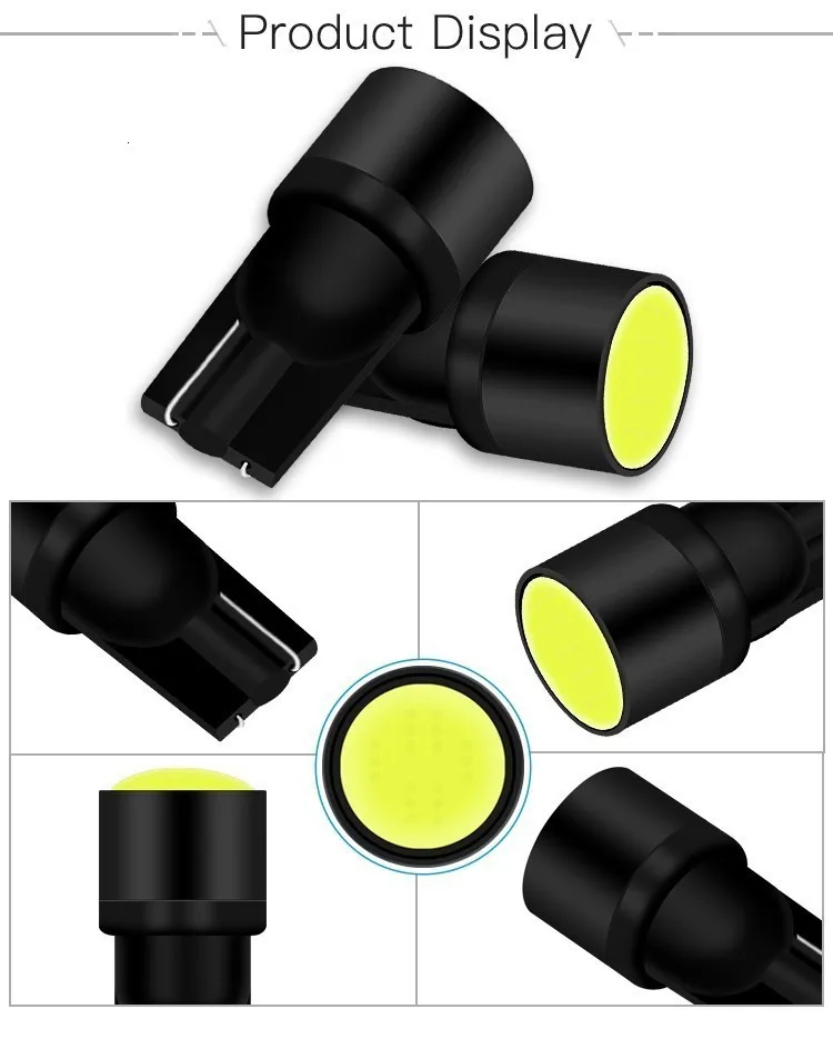 1PCS T10 W5W LED Car Interior Light COB Marker Lamp 12V 168 194 501 Side Wedge Parking Bulb Auto Car Styling