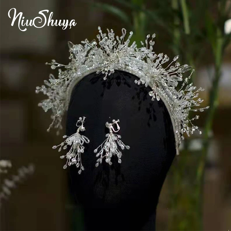 

NiuShuya Women Wedding Accessories Bridal Headpiece Engagement Hair Ornaments 100% Handmade Beads Coronet Tiaras Gift