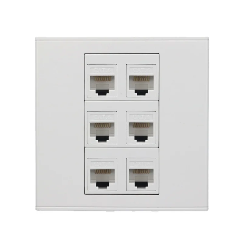 

Depoguye EU standard RJ45 wall socket, CAT5 network module, 6 port computer network cable jack, network interface output 86mm*86