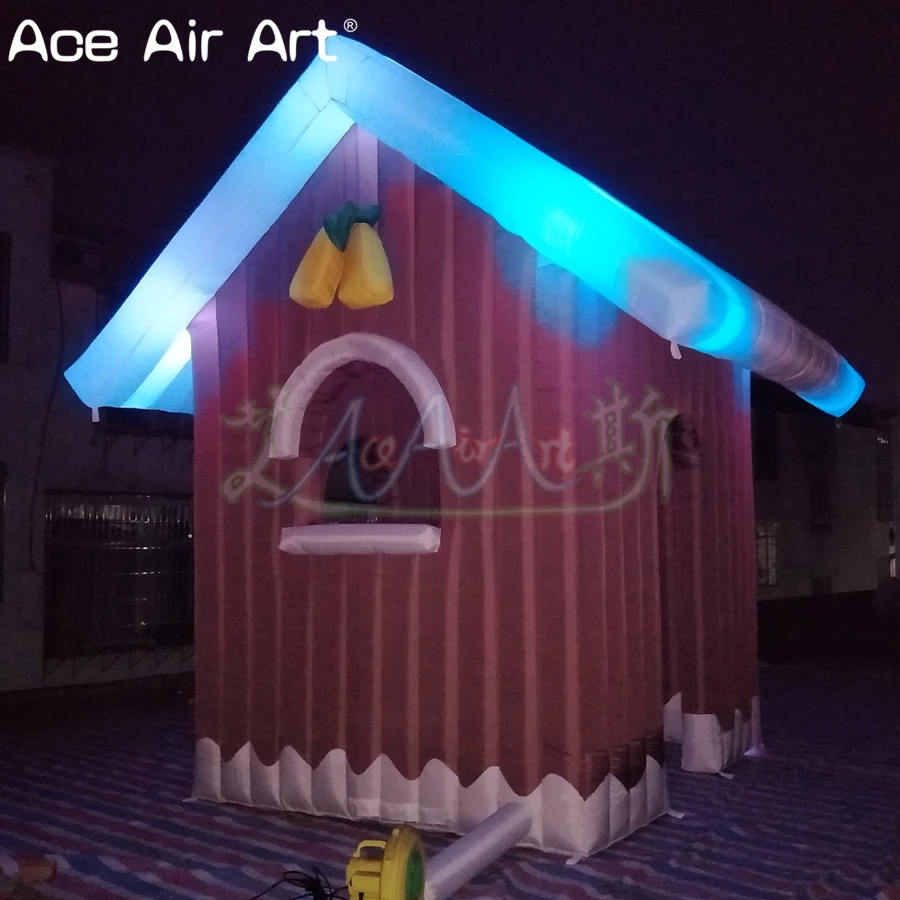 Высококачественный надувной Санта грот палатка на Рождество коричневый