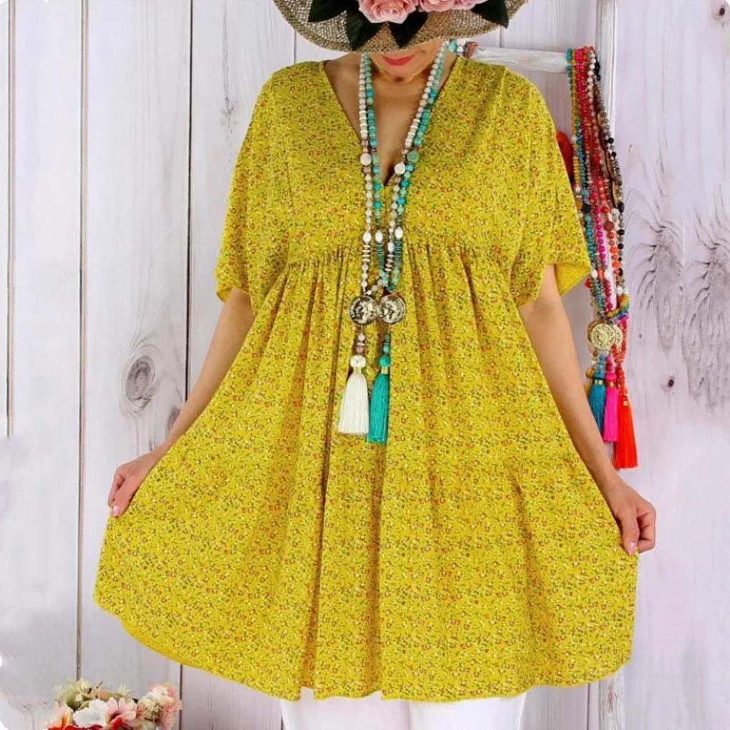 JAYCOSIN women floral print Mini dress long sleeve V neck pleated female casual retro short dresses vestidos mujer dropshipping | Женская