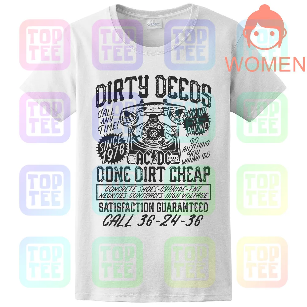 AC/DC Dirty deades Dirt дешево взрослая футболка тяжелый металл музыка - Цвет: WOMEN-WHITE