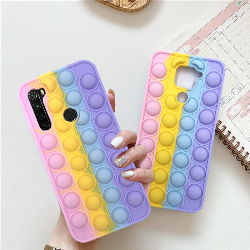 soft silicone phone case for redmi note 8 9 10 pro max xiaomi mi 11 poco m3 f3 x3 pro redmi 9c 9a sensory push pop bubble fundas free global shipping