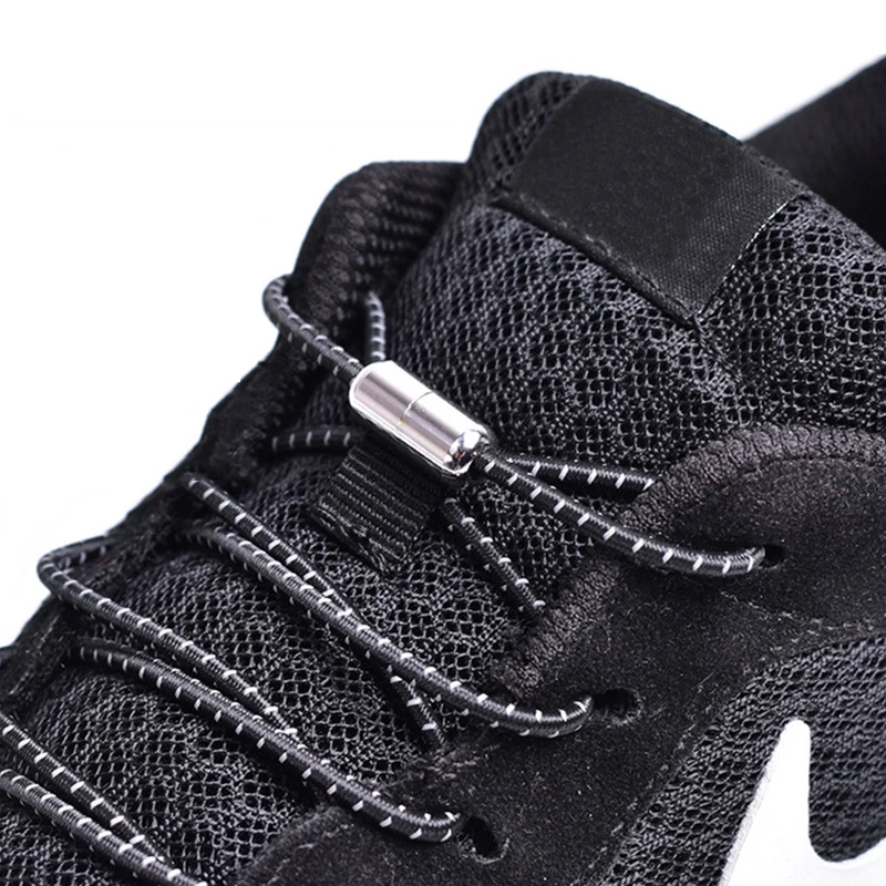 Elastic No Tie Shoelaces Round Shoe Laces For Kids and Adult Sneakers Shoelace Quick Lazy Metal Lock Strings Rope Without Ties