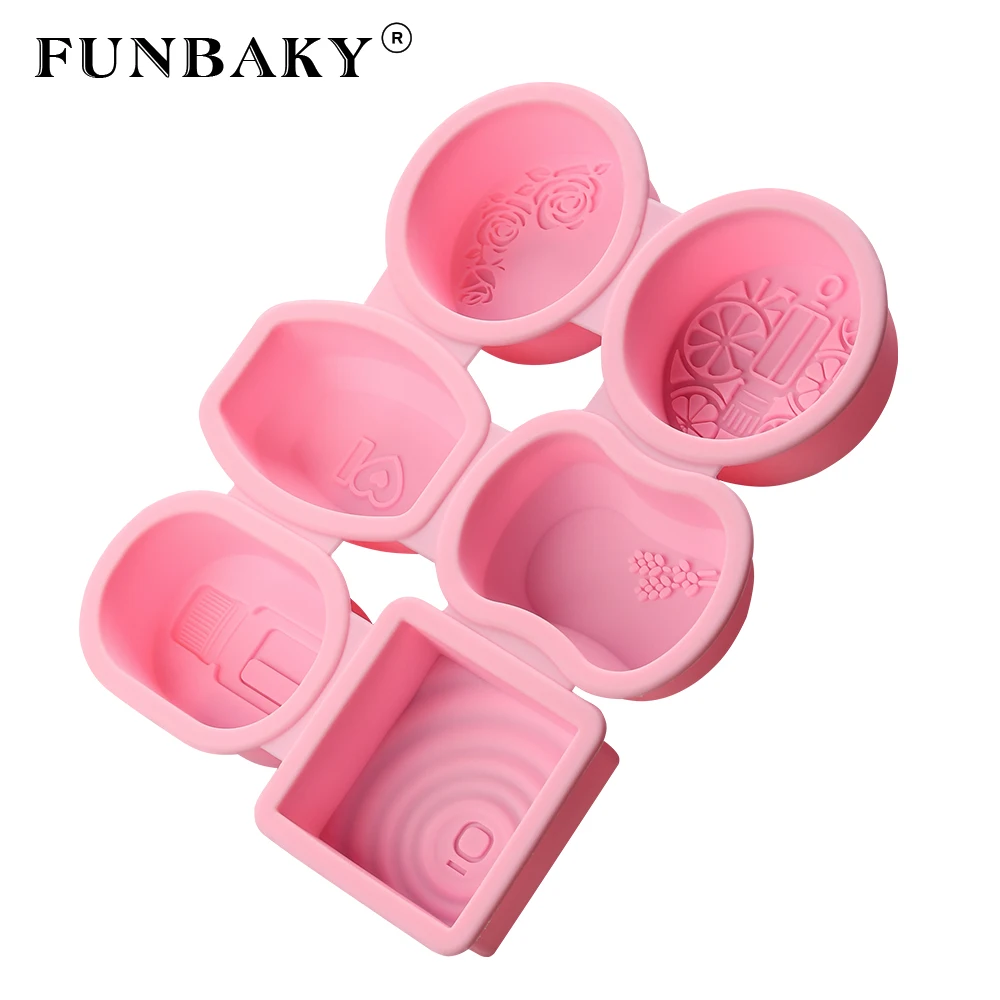 FUNBAKY Геометрическая круглая форма 6 полостей 3D силиконовая для мыла изготовления