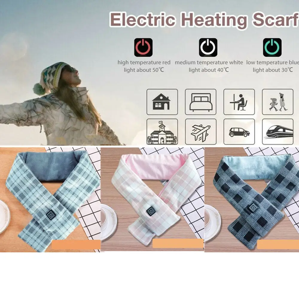 

Модный перезаряжаемый с контролем температуры с USB-разъемом, шаль, шарф для шеи, Электрический зимний обогреватель, шарф с электрическим под...