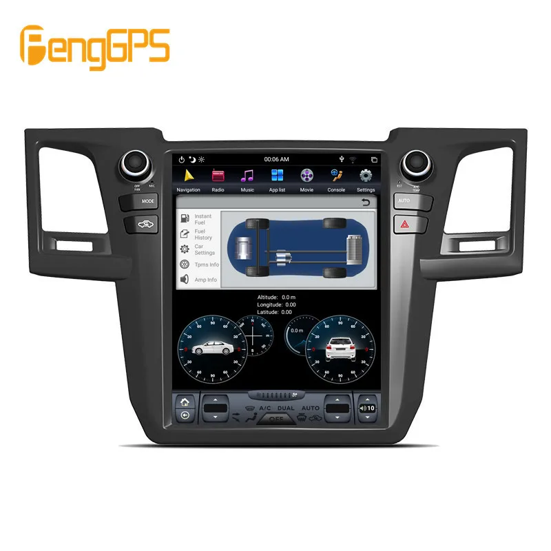Автомобильный DVD-плеер в стиле Тесла Android 9 0 PX6 4 + 64 ГБ GPS-навигация для Toyota Fortuner