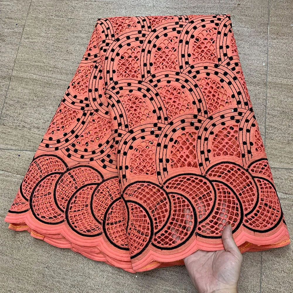 

2020 High Quality African Net Lace Fabric Nigerian 100% Cotton Embroidery Lace French Swiss voile Lace Fabrics 5Yards/Lot