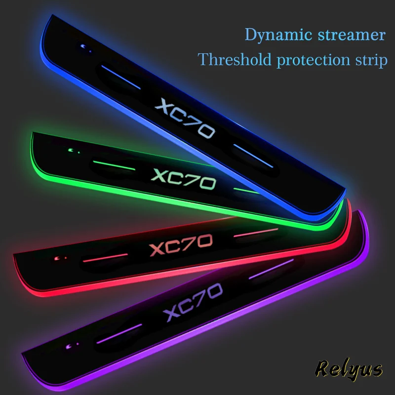 

Luminous Car Logo Moving LED Welcome Pedal Car Scuff Plate Pedal Door Sill Pathway Light For Volvo XC70 XC 70 Car Accessories