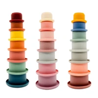 tyry hu 7pcs baby stacking cup funny toys color rainbow stacking ring tower toys early educational intelligence toy