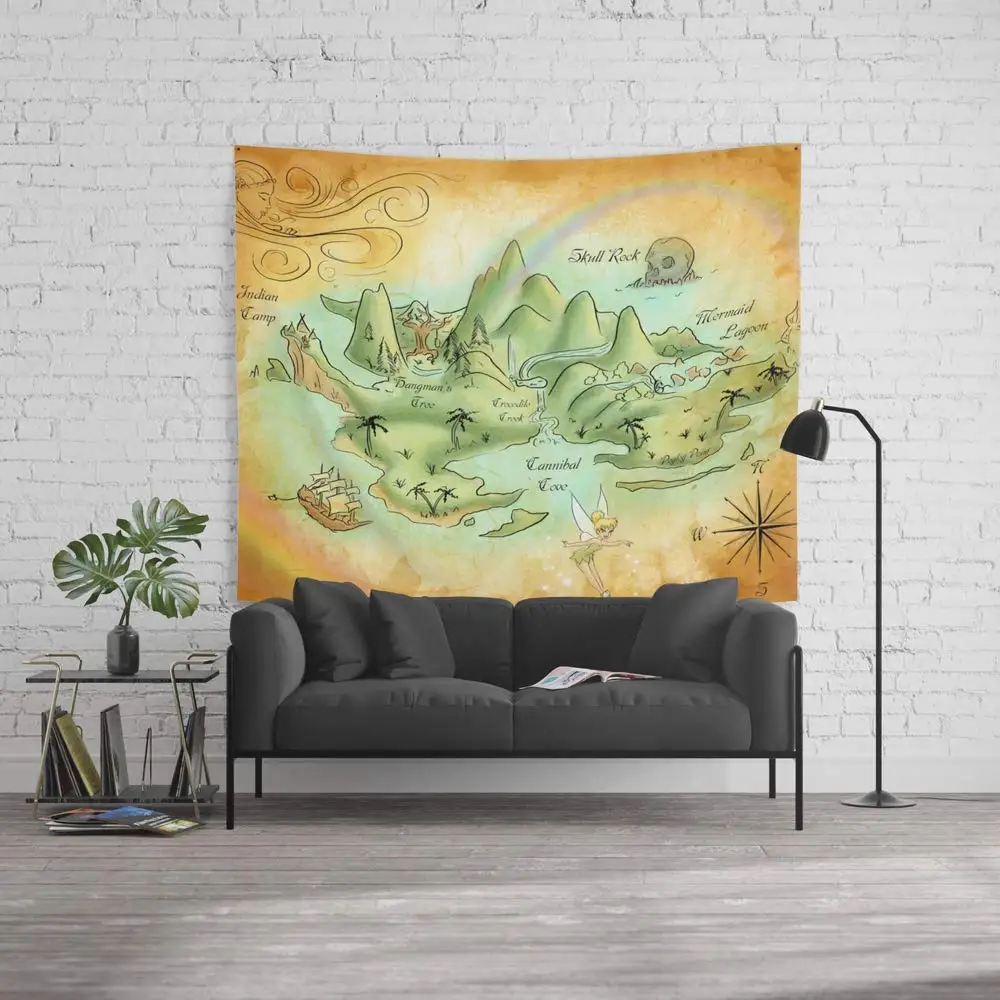

Wall Tapestry Neverland Map Decor for Living Room Bedroom Dorm