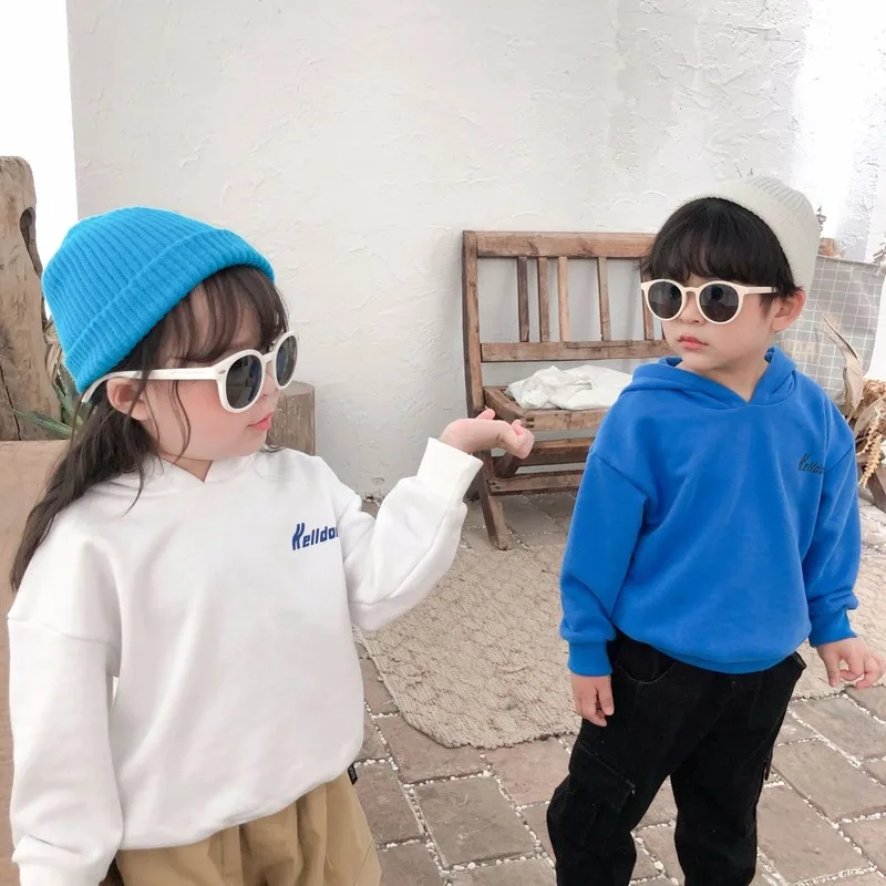 Детский свитер с капюшоном коллекция 2019 года, осенне-зимняя детская одежда в Корейском стиле для мальчиков и девочек однотонная одежда для ... от AliExpress RU&CIS NEW
