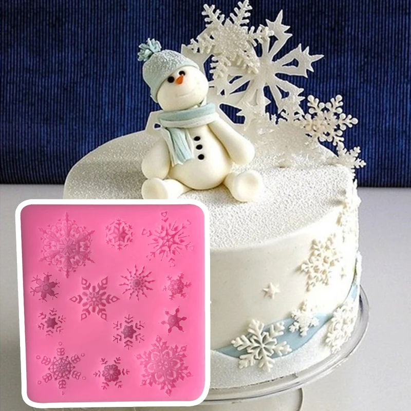 

Рождественская силиконовая кружевная форма в виде снежинки, инструменты для украшения тортов, форма «сделай сам» для шоколавечерние помад...