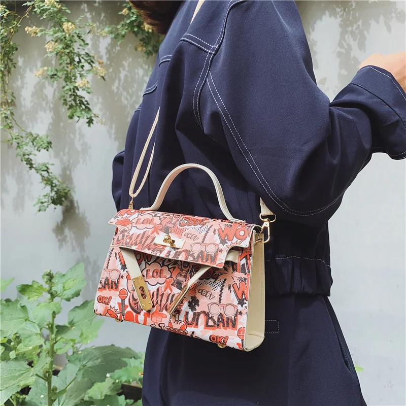 

Женская сумка, женские сумки 2021, новая текстурная сумка-мессенджер на одно плечо, модная сумка с принтом граффити, сумки на плечо