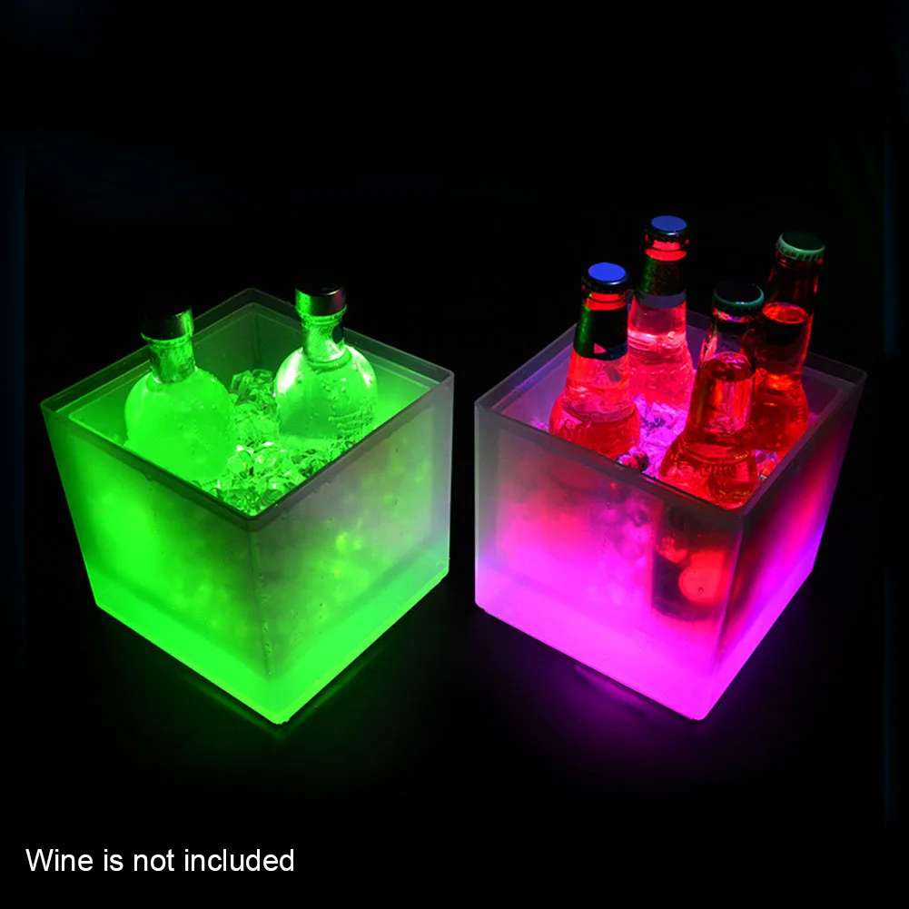 

Drink Container LED Ice Bucket Home Party For Bars Champagne Beer Easy Clean Wedding Accessories Double Layer Barware Thickened