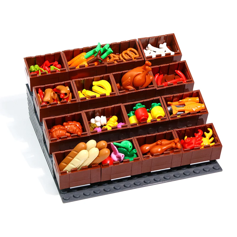 Полный набор деталей сделай сам строительные блоки еда хлеб рыба фрукты обжарка