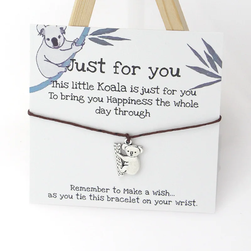 

Wish Bracelet Lucky Koala Cute Koala Charm Wish Card Friendship Bracelets Koala Jewelry for Women Men Best Friend Gifts