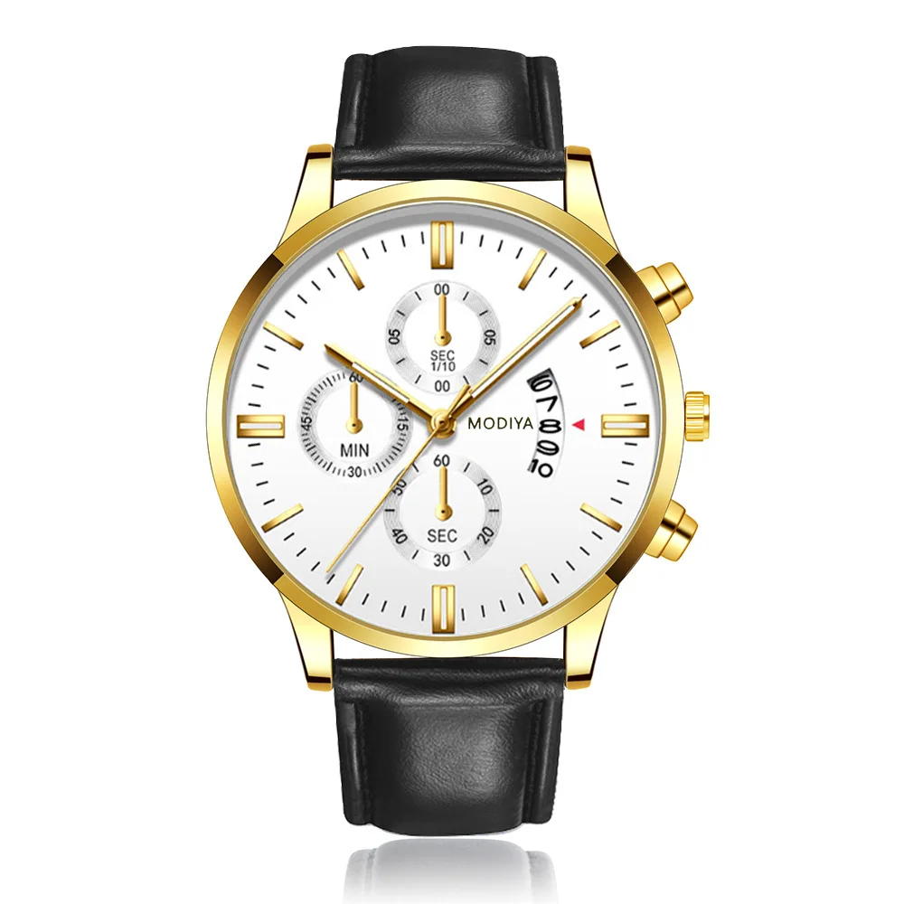 

Fashion luxury stainless steel business calendar belt men's watch three-eye six-needle casual all-match men's watch