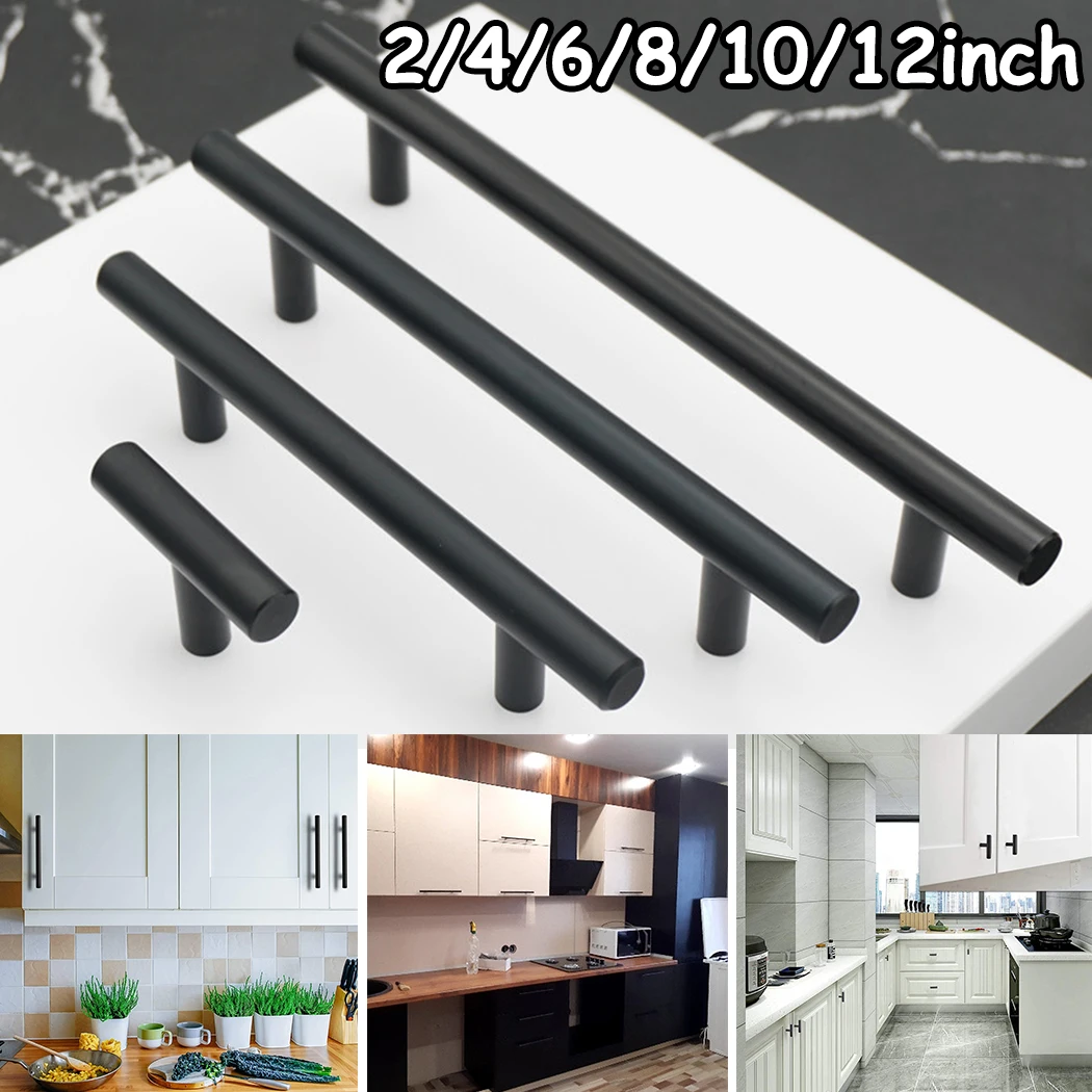 

2" ~ 12'' Matt Black Cupboard Handle Brushed Stainless Steel Kitchen Cabinet Door Knob Drawer Pull Bar Handle Furniture Hardware