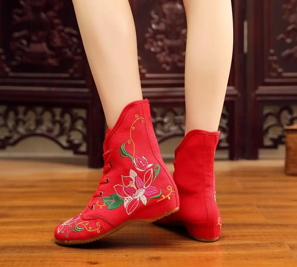 Осенне-зимние ботинки с вышивкой на выбор обувь в национальном стиле женские