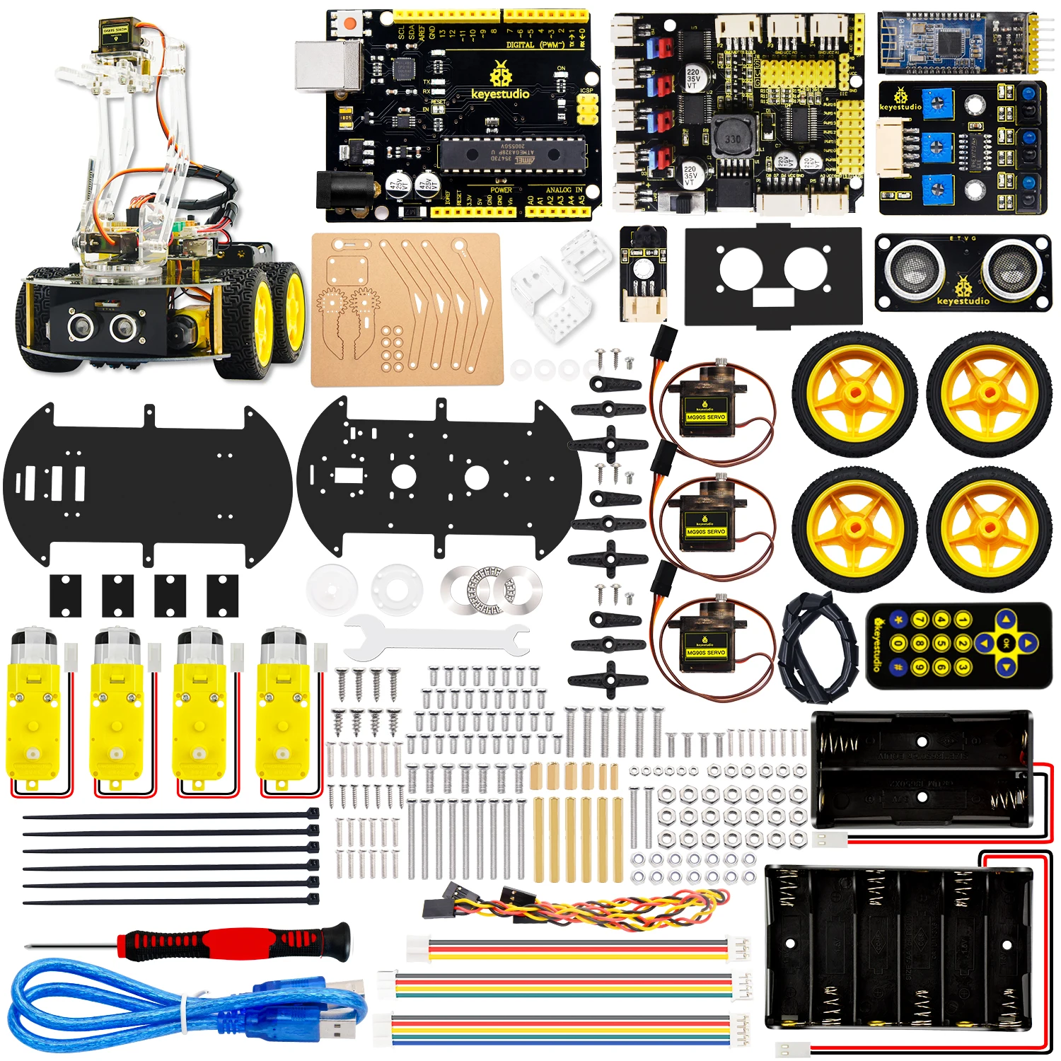 Механическая рука-робот Keyestudio полноприводная программируемая для Arduino Поддержка